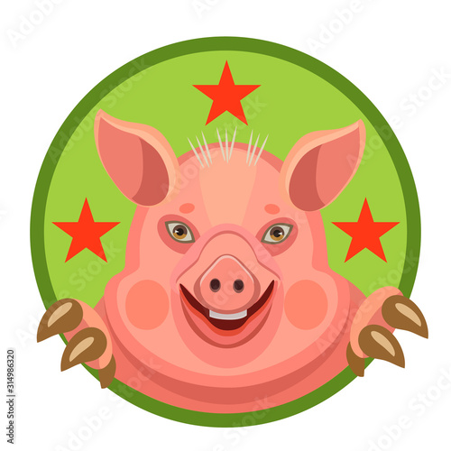 Pig suitable for products and cheerful smile suitable for any use for icons on computer and on mobile phone and so on