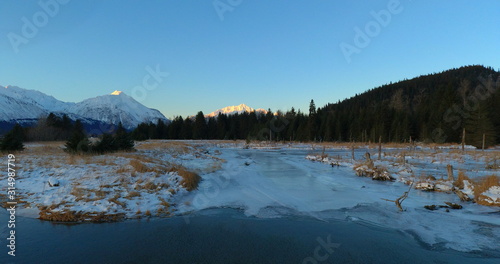 Frozen coastal wetlands in Alaska 