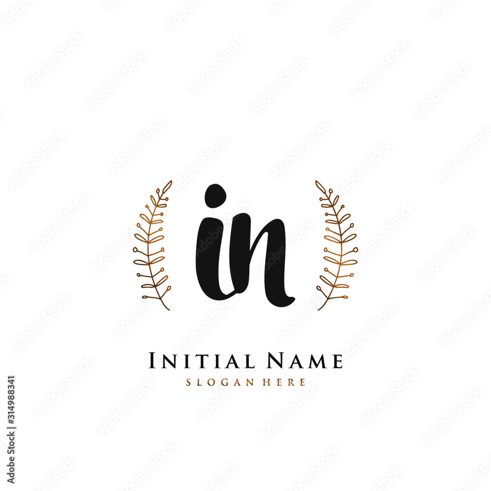 IN Initial handwriting logo vector