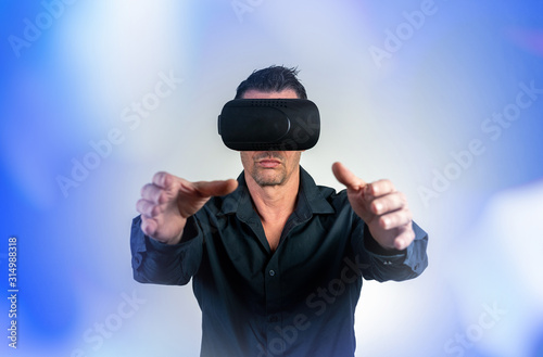 man using virtual reality