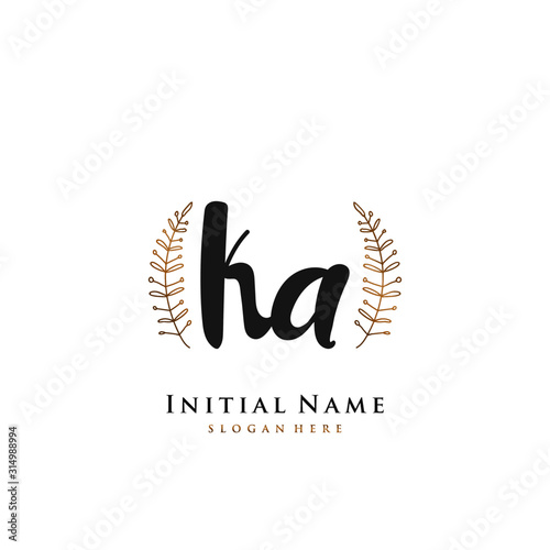 KA Initial handwriting logo vector