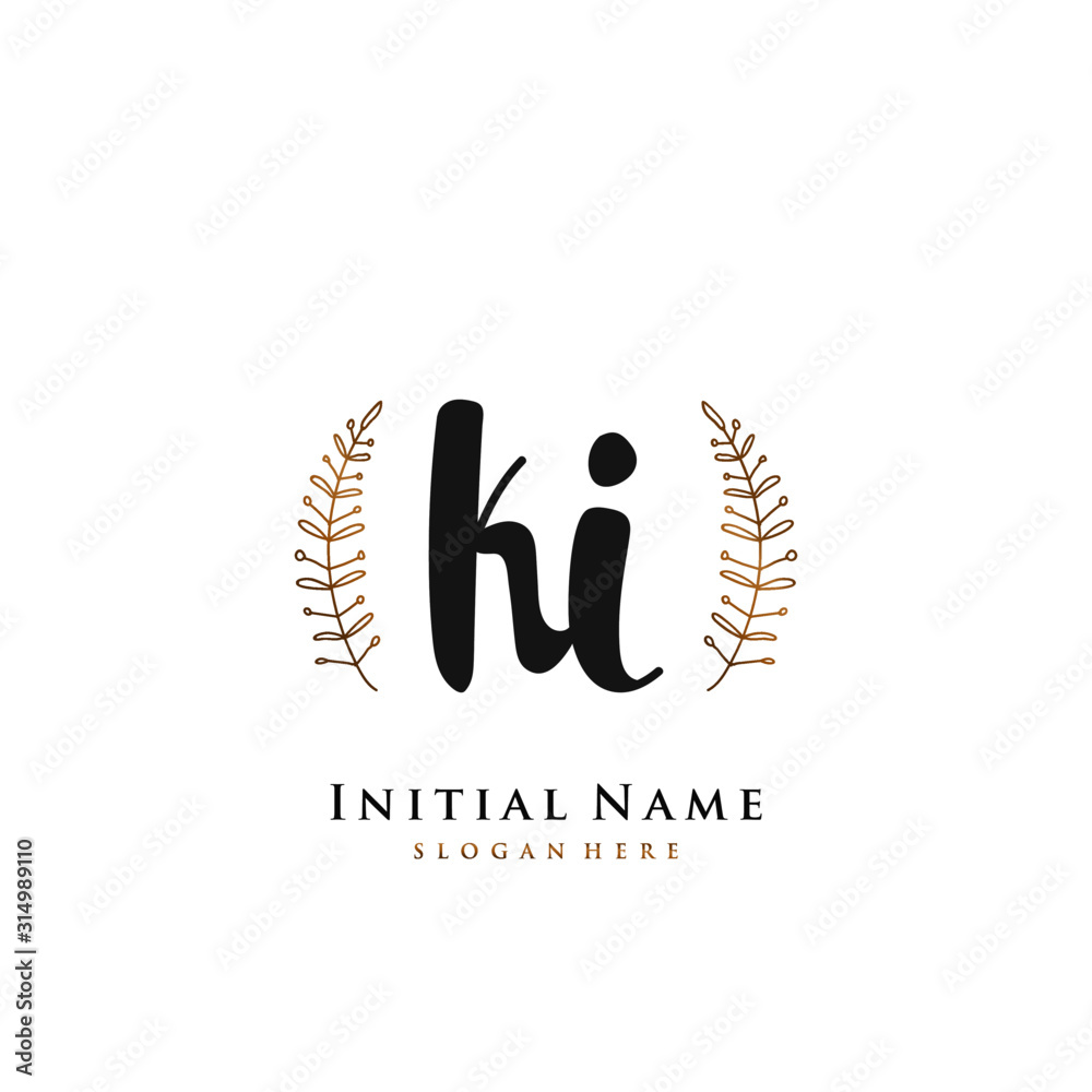 KI Initial handwriting logo vector