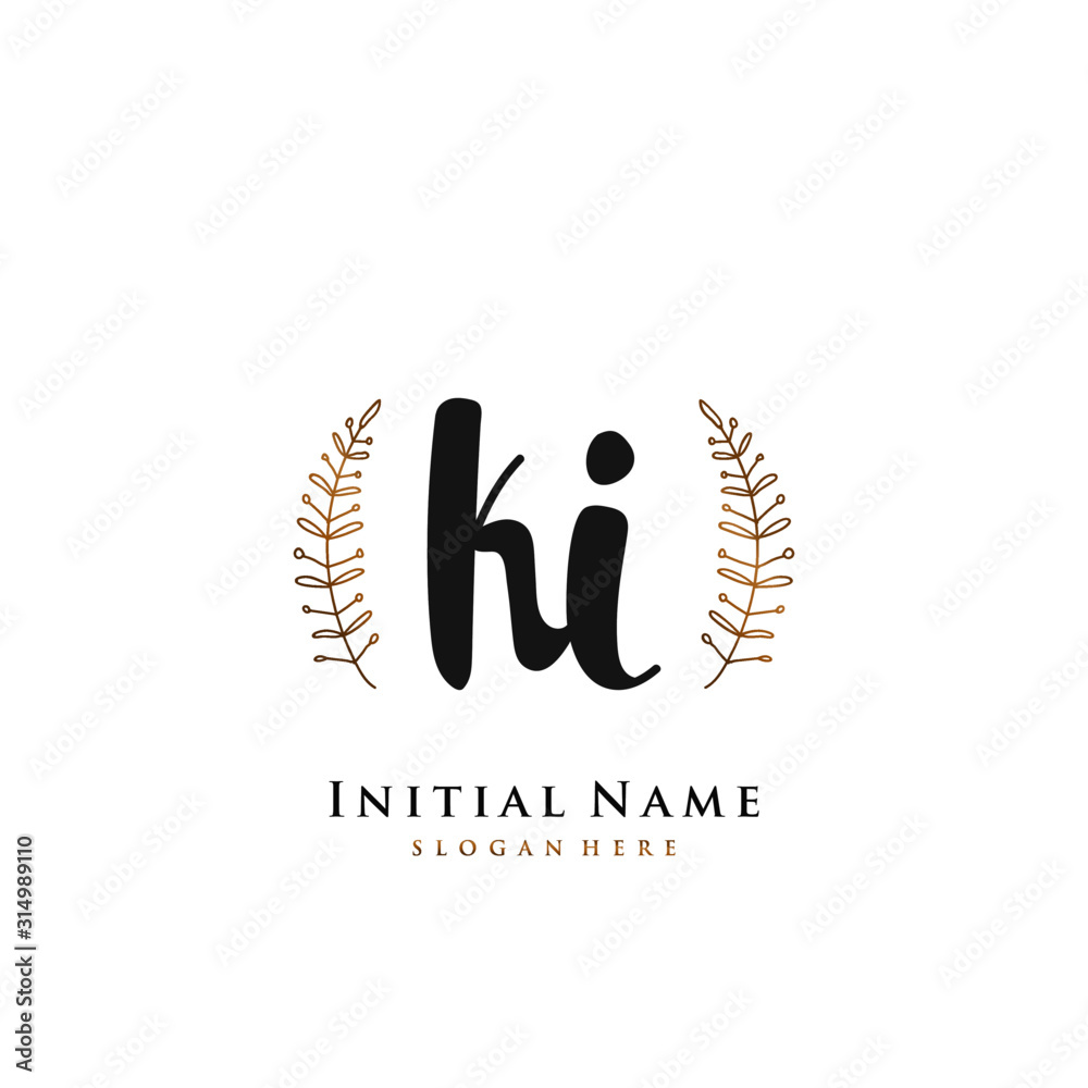 KI Initial handwriting logo vector KI Initial handwriting logo vector