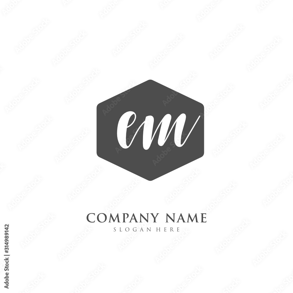 Handwritten initial letter E M EM for identity and logo. Vector logo template with handwriting and signature style. Handwritten initial letter E M EM for identity and logo. Vector logo template with handwriting and signature style.