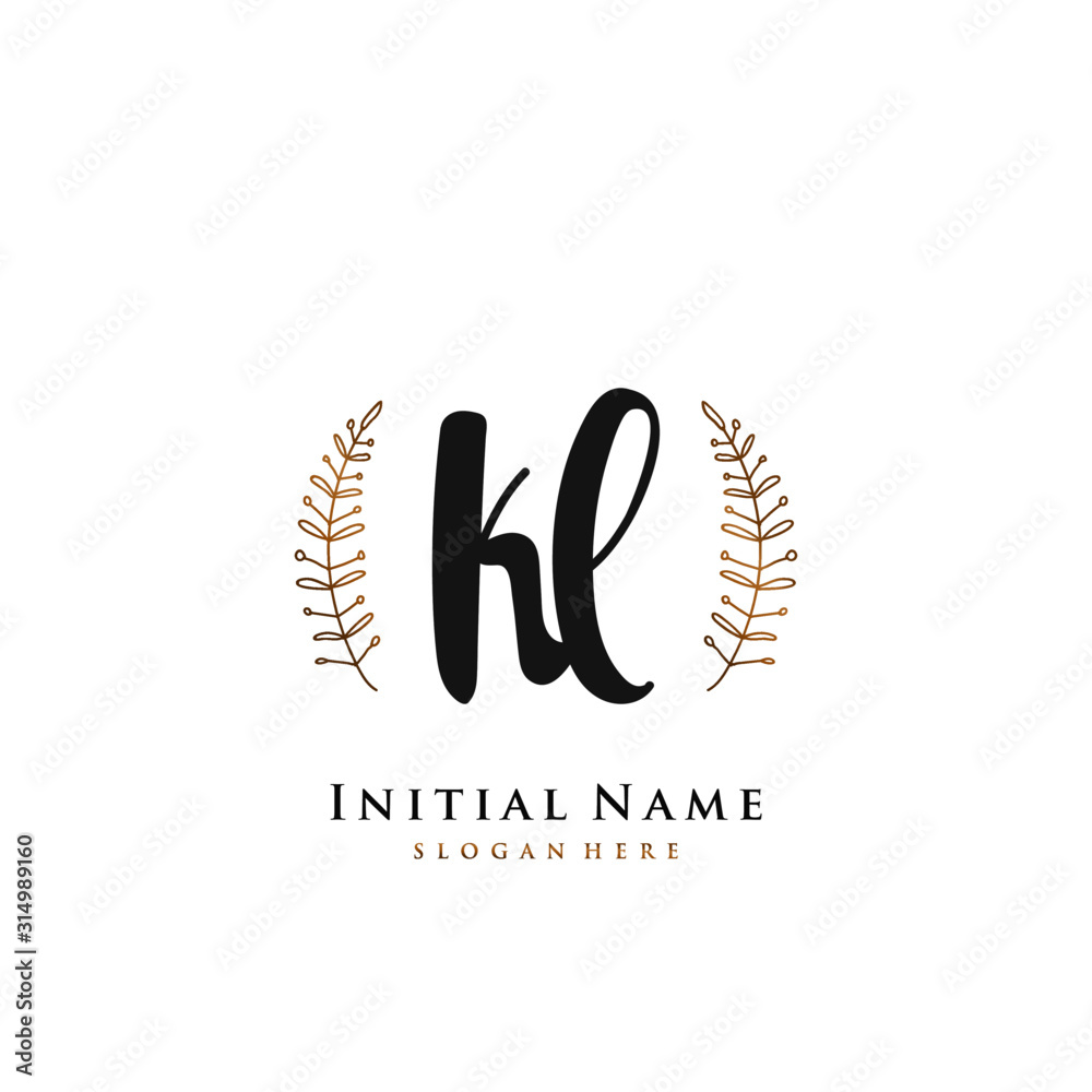 KL Initial handwriting logo vector
