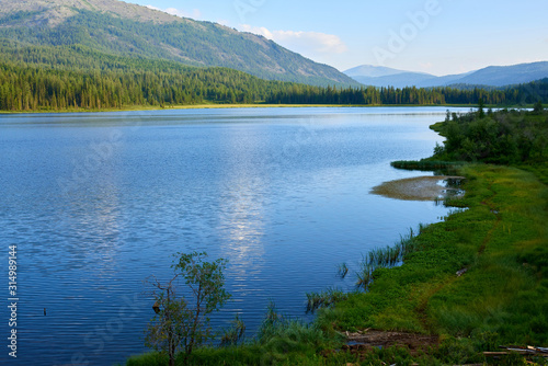 Yazevoe Lake in Altai mountains. Katon-Karagay National Park. Kazakhstan.
