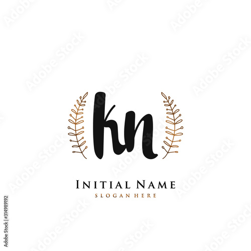 KN Initial handwriting logo vector