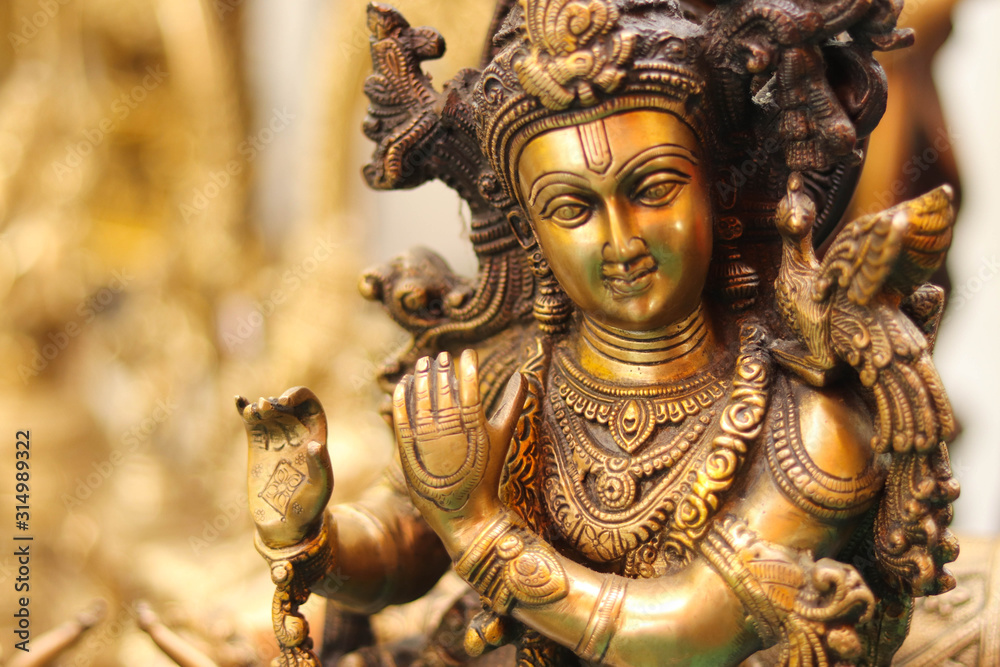 Indian Lord God Krishna Made Of Brass Metal Indian Lord God Krishna Made Of Brass Metal
