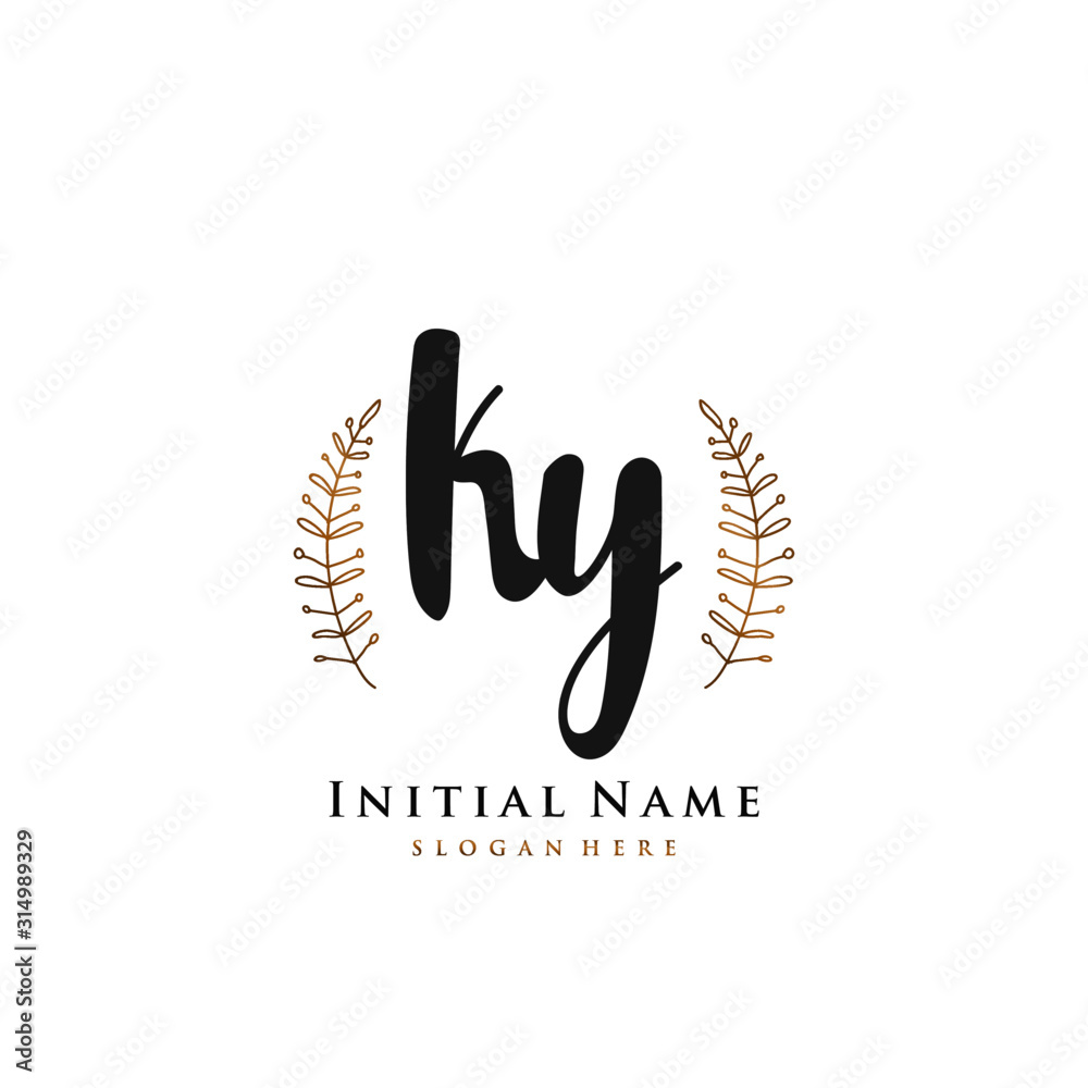 KY Initial handwriting logo vector KY Initial handwriting logo vector