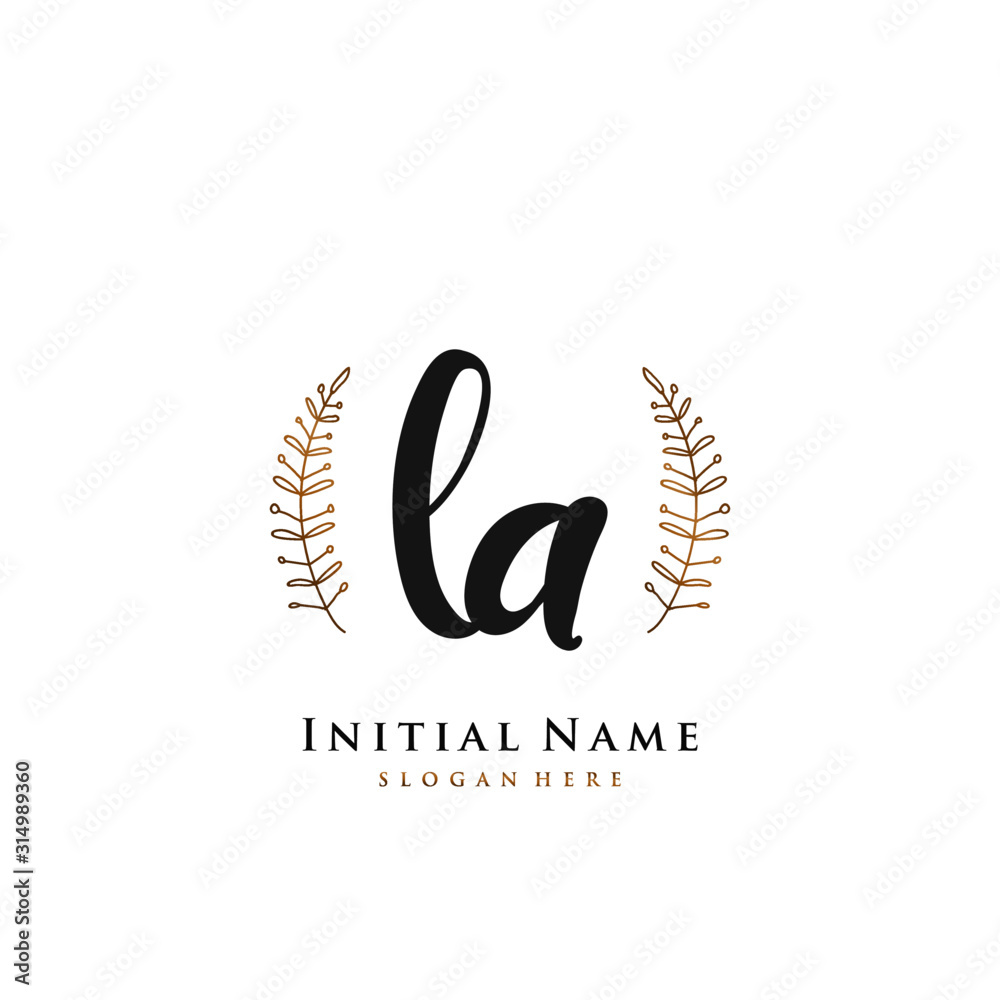 LA Initial handwriting logo vector LA Initial handwriting logo vector