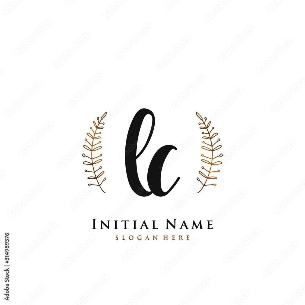 LC Initial handwriting logo vector