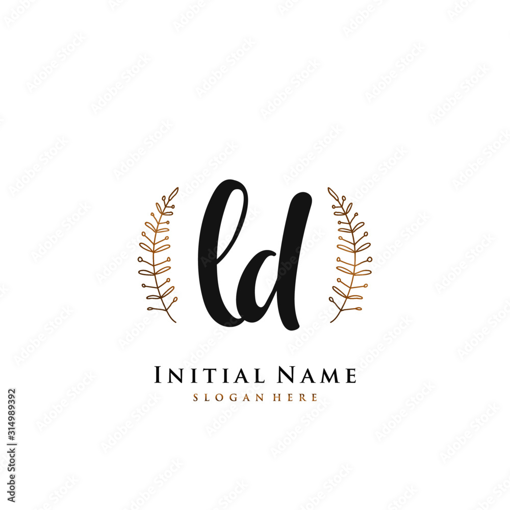 LD Initial handwriting logo vector LD Initial handwriting logo vector