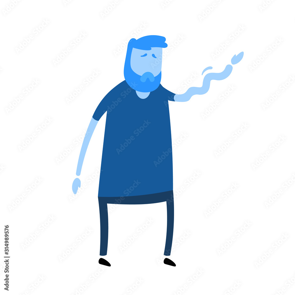 Man feeling pain or numbness in his hand. Simple style icon. Colorful flat vector illustration. Isolated on white background.