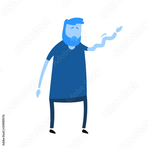 Man feeling pain or numbness in his hand. Simple style icon. Colorful flat vector illustration. Isolated on white background.