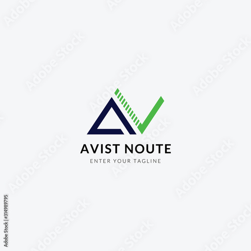 logo letter an or av monogram design, simple initial a + n or a + v.
