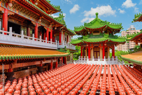 Scenic colorful view of Sanfeng Temple in Kaohsiung, Taiwan
