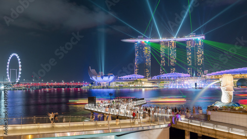 Cuadro en lienzo The most beautiful Viewpoint marina bay in Singapore city.