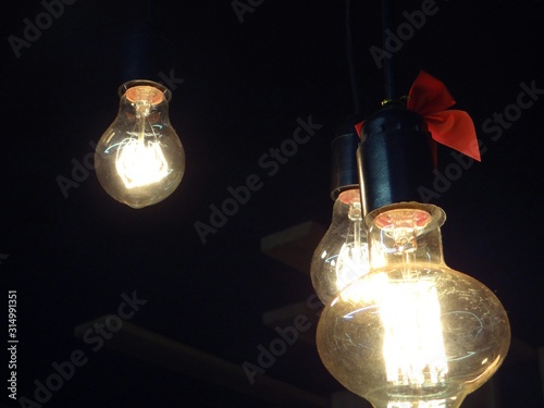old lamp on black background