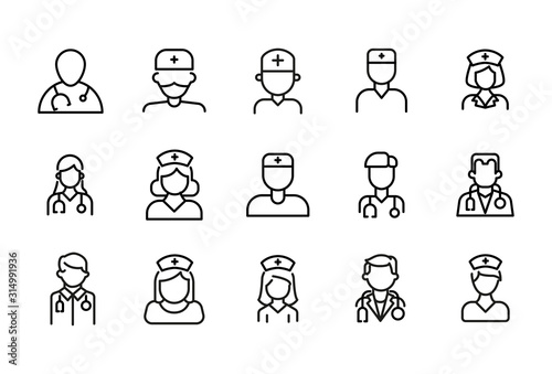 Simple set of doctor modern thin line icons.