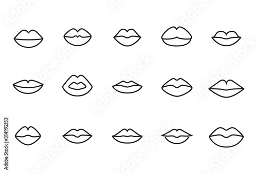 Premium set of lips line icons.