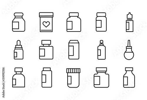 Simple set of medicine modern thin line icons.