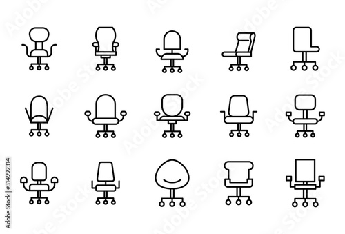 Simple set of office chair modern thin line icons.