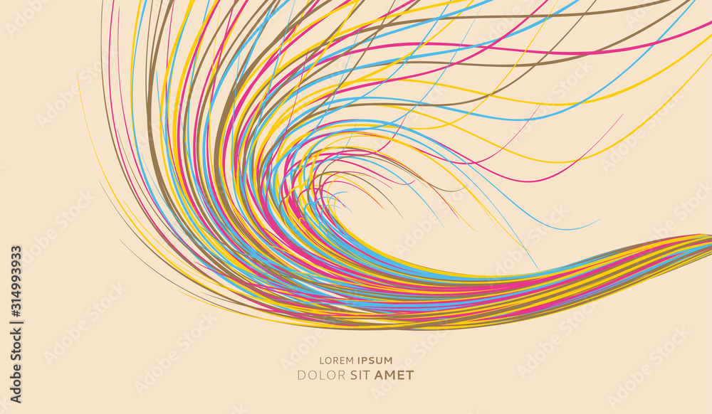 Curved lines with perspective effect, Optical fiber, 3d abstract ...