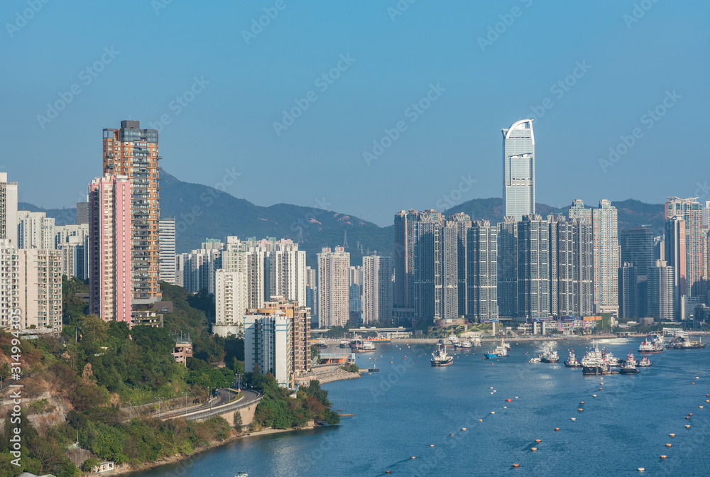 Skyline and harbor of Hong Kong city Skyline and harbor of Hong Kong city
