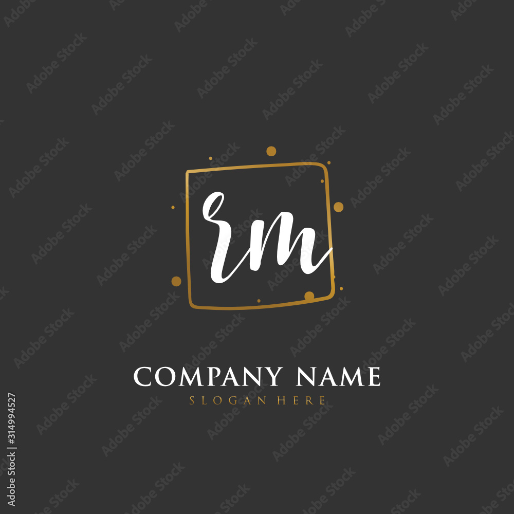 Handwritten initial letter R M RM for identity and logo. Vector logo template with handwriting and signature style. Handwritten initial letter R M RM for identity and logo. Vector logo template with handwriting and signature style.