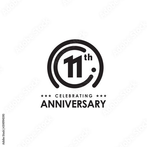 11th year anniversary logo design vector template