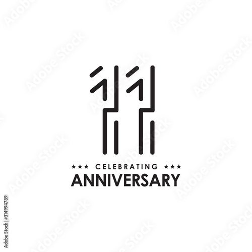 11th year anniversary logo design vector template