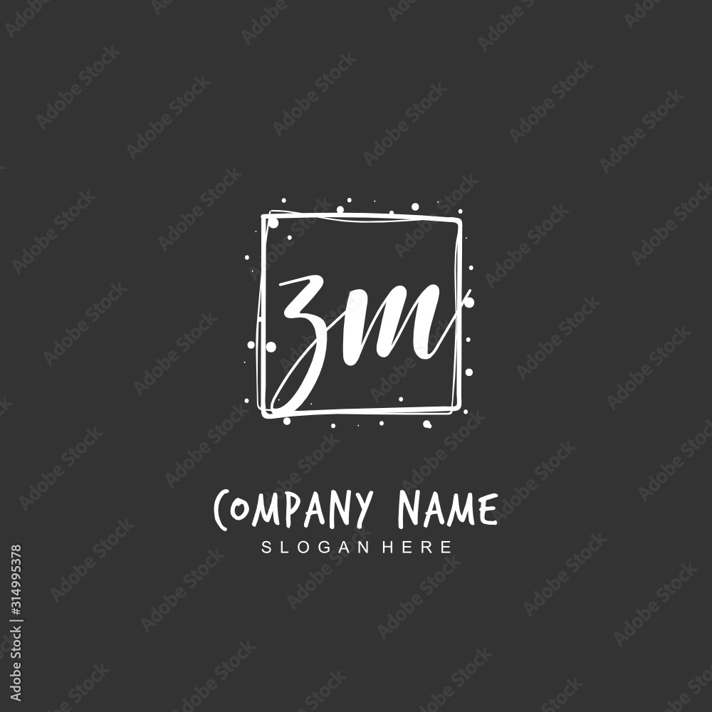 Handwritten initial letter Z M ZM for identity and logo. Vector logo template with handwriting and signature style. Handwritten initial letter Z M ZM for identity and logo. Vector logo template with handwriting and signature style.
