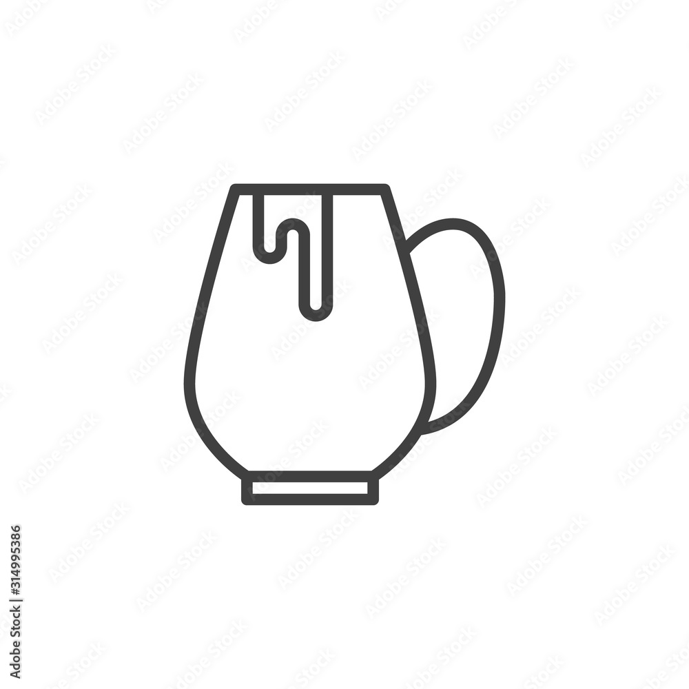 Obraz premium Hot chocolate mug line icon. linear style sign for mobile concept and web design. Mug of hot cocoa outline vector icon. Symbol, logo illustration. Vector graphics