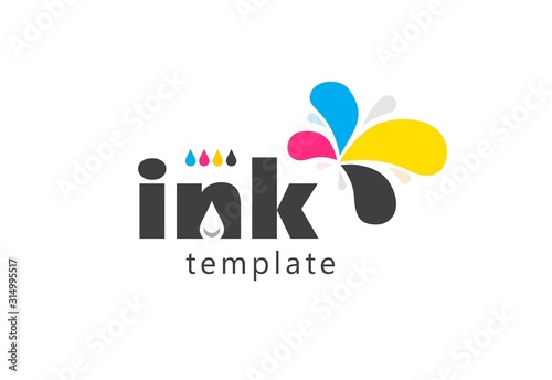 Ink logo colored drops splash