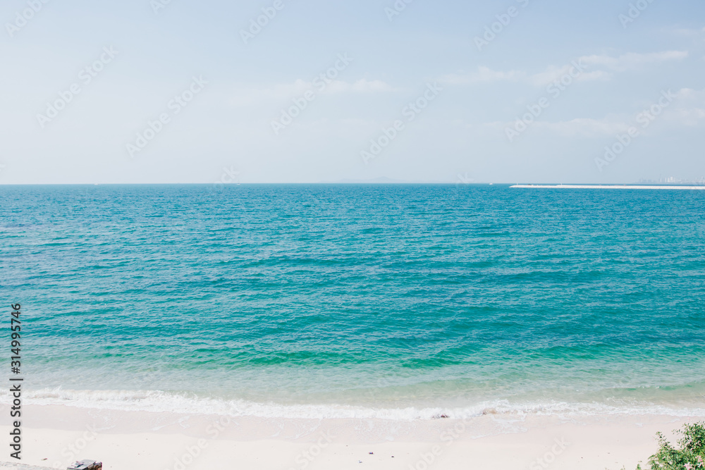 Obraz premium Sea,Greeen,Beach,sky,Treee,Cloud