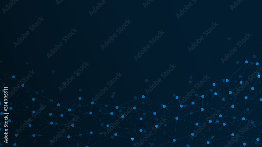 Abstract technology background with connecting dots and lines. Data and technology concept. Internet network connection