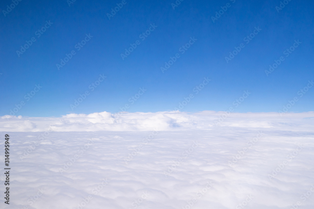 Beautiful above sky panorama view from airplane
