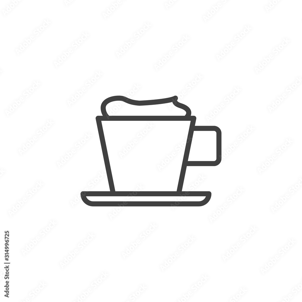 Frappe coffee cup line icon. linear style sign for mobile concept and web design. Milkshake cup with whipped cream outline vector icon. Coffee shop symbol, logo illustration. Vector graphics Frappe coffee cup line icon. linear style sign for mobile concept and web design. Milkshake cup with whipped cream outline vector icon. Coffee shop symbol, logo illustration. Vector graphics