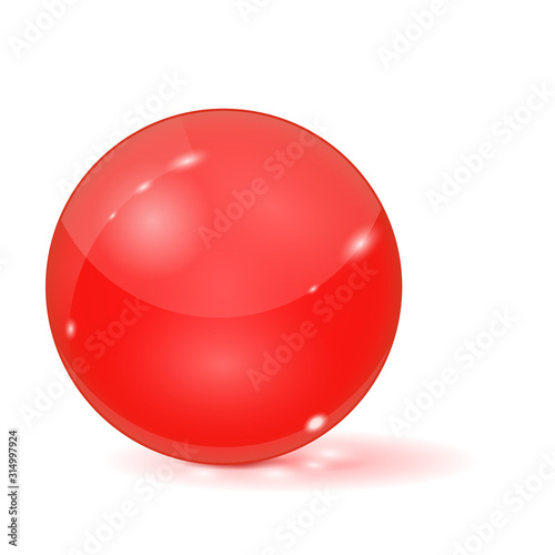 Red glass ball. 3d sphere