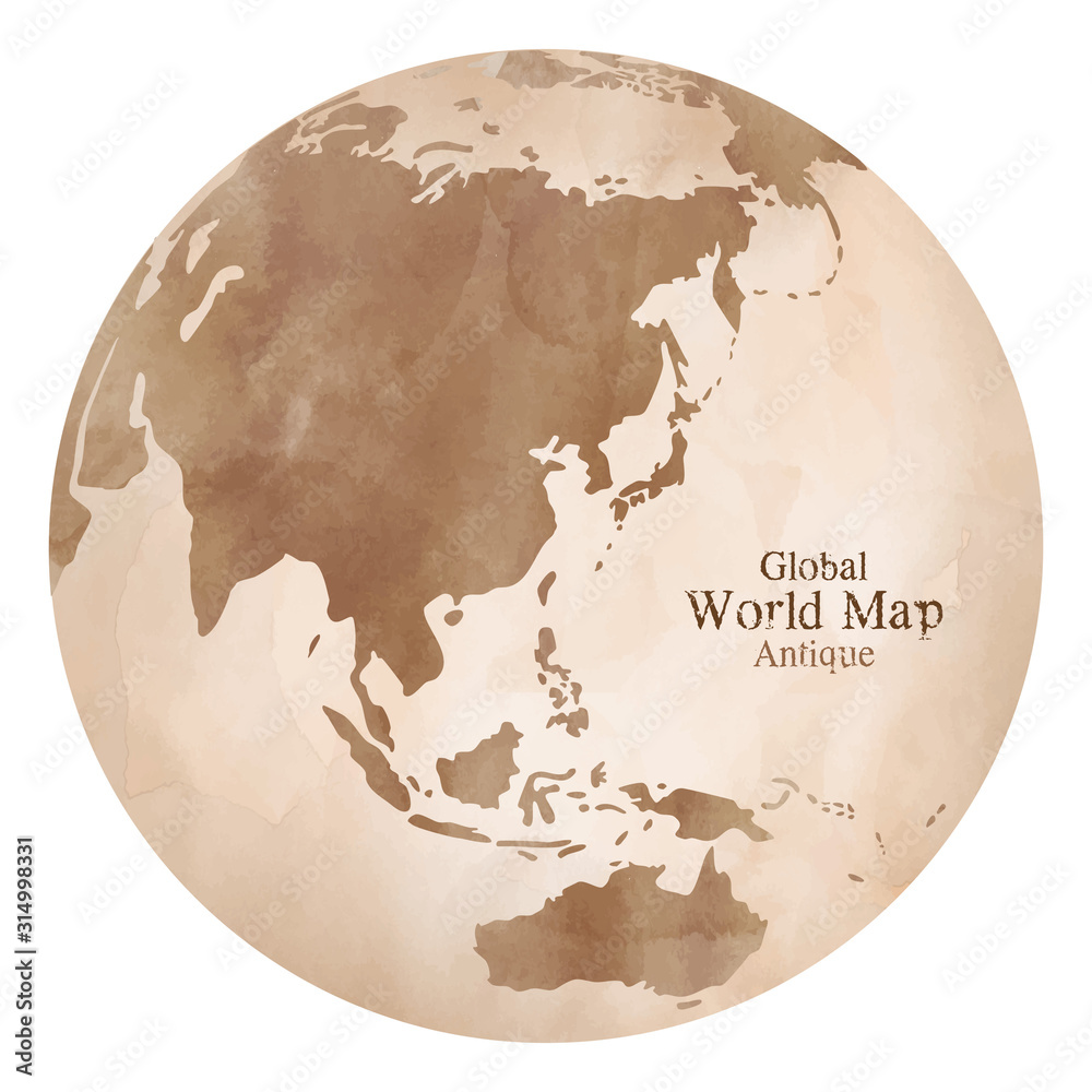 水彩風のおしゃれなアンティーク世界地図 地球儀 Stock ベクター Adobe Stock 水彩風のおしゃれなアンティーク世界地図 地球儀 Stock ベクター Adobe Stock