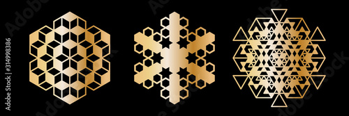 Abstract geometric ornamental mandala set. Template for printing, laser cutting stencil, engraving. Vector illustration..