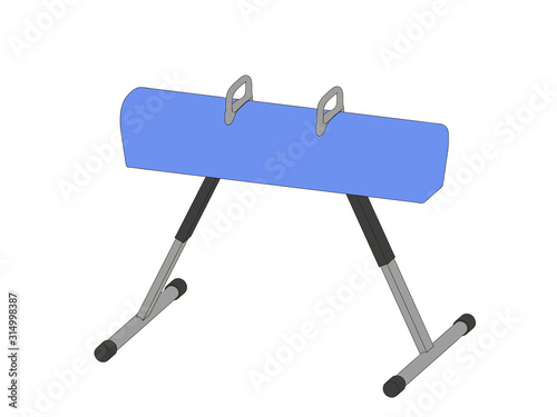 Pommel horse. Vector outline illustration. Dimetric projection.