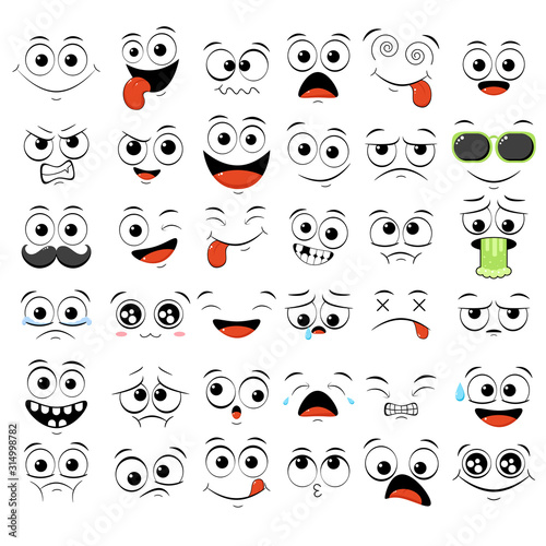 Set of emoticons with different mood