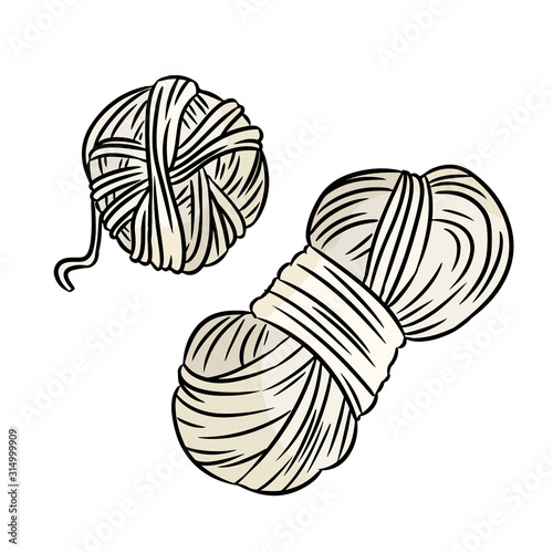 Cute cartoon yarn doodle image. Hand made logo. Media highlights symbol