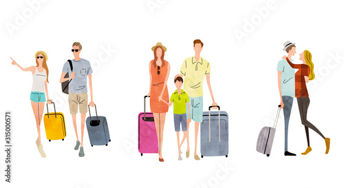 Illustration material: family, travel, summer