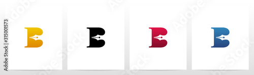 Pen Head On Letter Logo Design B