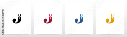 Pen Head On Letter Logo Design J