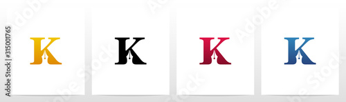 Pen Head On Letter Logo Design K
