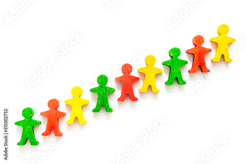 Team work, teambuilding concept. People silhouettes on white background top-down copy space