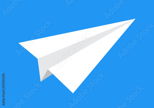 Paper plane icon. Origani airplane. Vector illustration.  photo